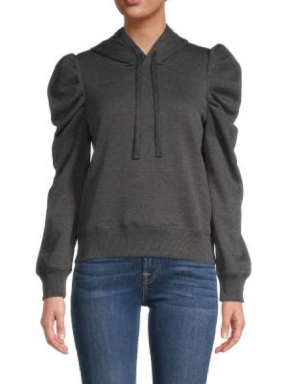 Rebecca Minkoff Janine Puff-Sleeve Hoodie in Charcoal | XXL | GUC